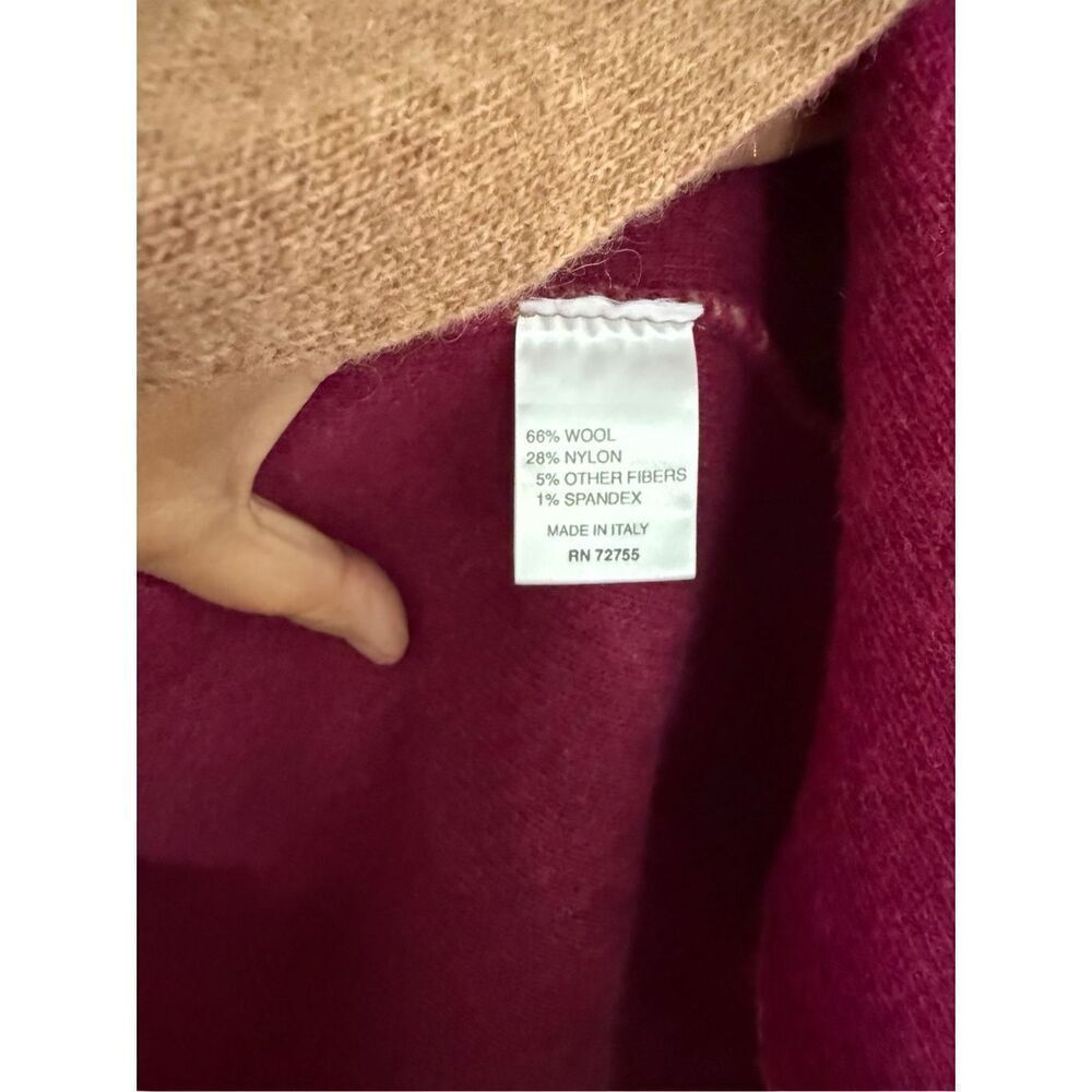 A. IDA Womens Tan Pink Italian Wool Blend Longline Sweater Jacket Size Large - Picture 11 of 14